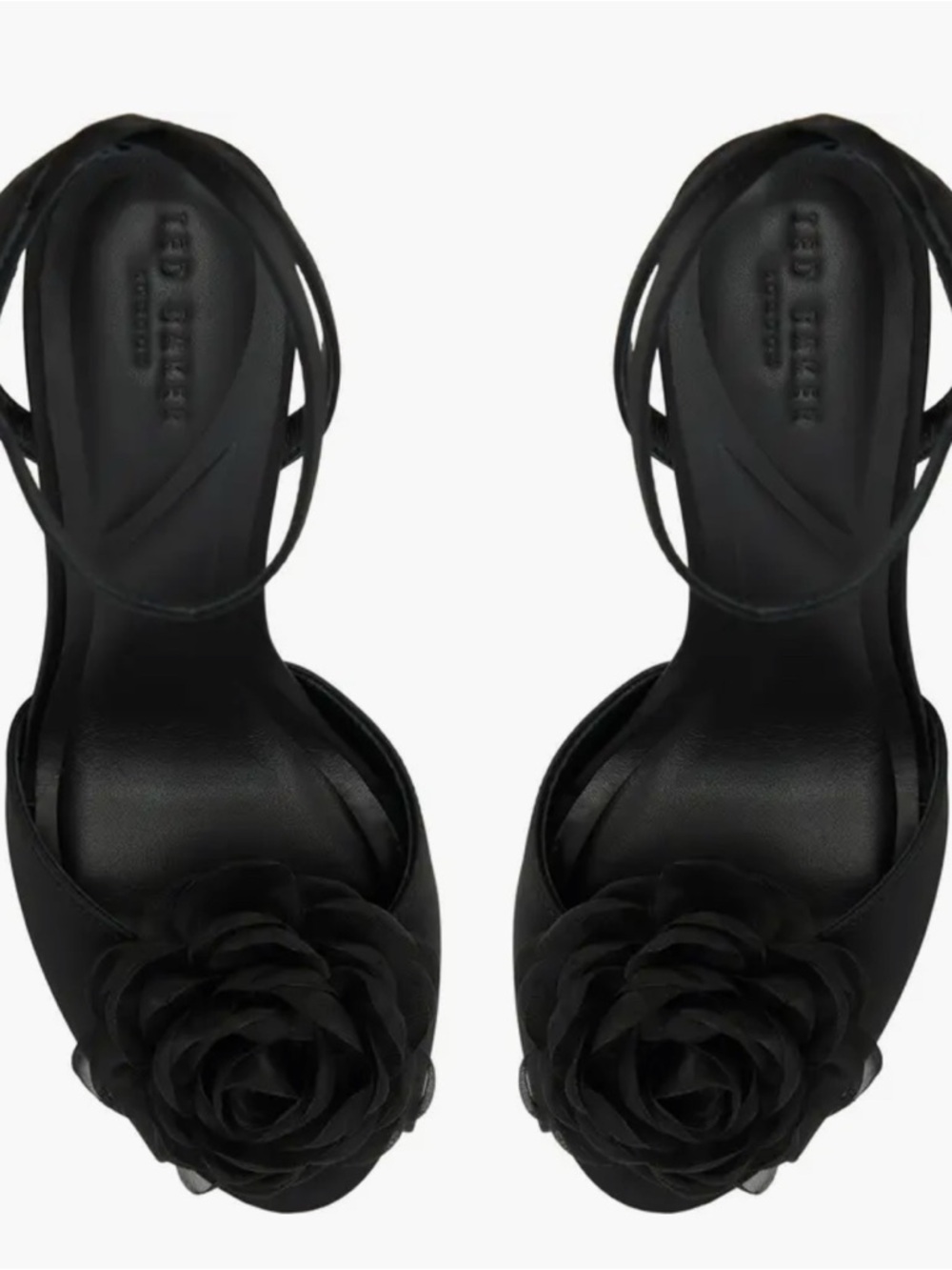 Ted Baker Black Peep-Toe Ankle-Strap Heels with Floral Accent - Picture 4 of 7